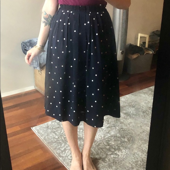J. Crew Navy Polka Dot Midi Skirt - Picture 2 of 5